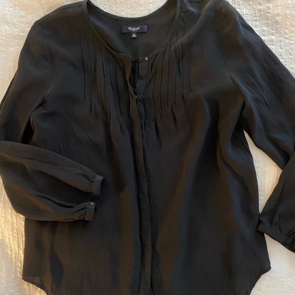 Madewell Viscose Black Full Sleeve Blouse